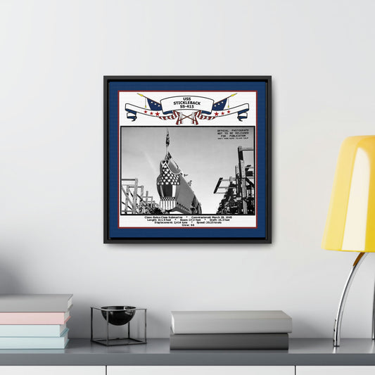 USS Stickleback SS-415 Navy Floating Frame Photo Desk View