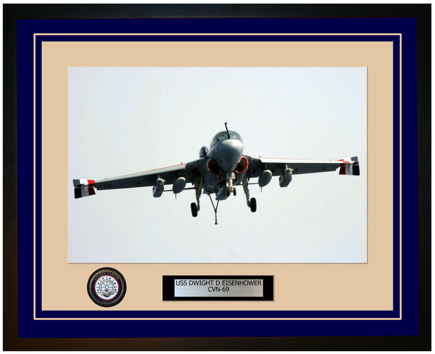 USS DWIGHT D EISENHOWER CVN-69 Framed Navy Ship Photo Blue