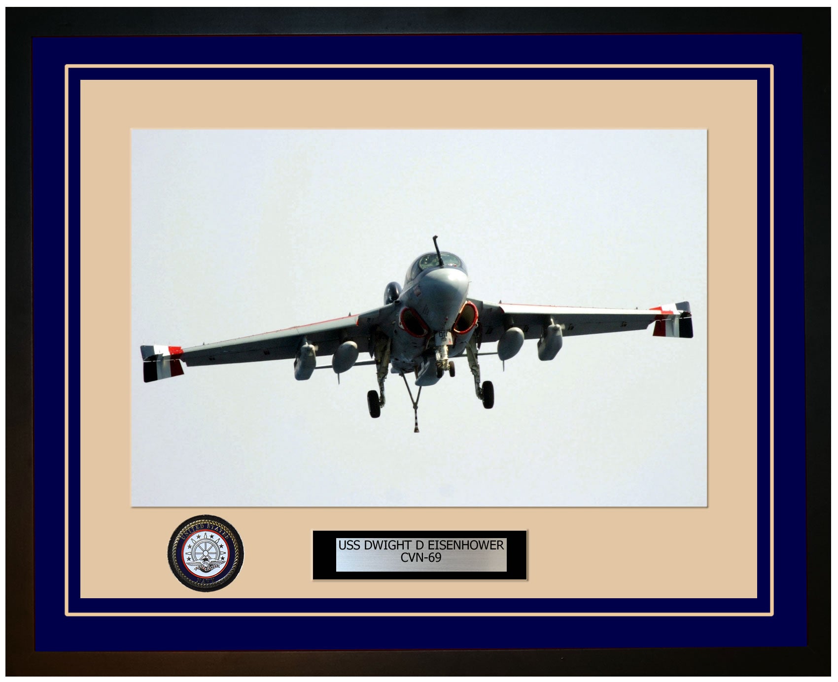 USS DWIGHT D EISENHOWER CVN-69 Framed Navy Ship Photo Blue