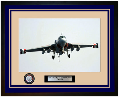 USS DWIGHT D EISENHOWER CVN-69 Framed Navy Ship Photo Blue