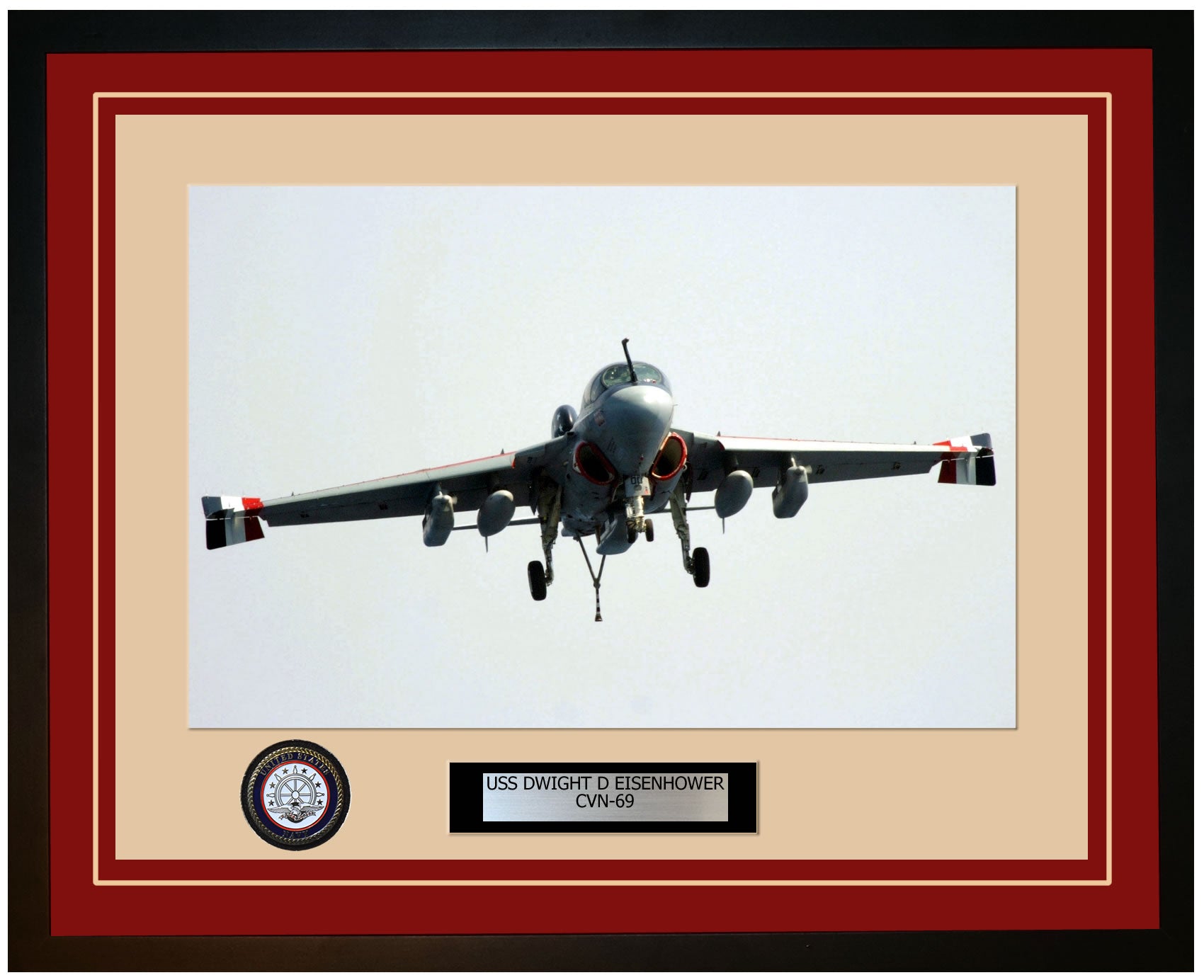 USS DWIGHT D EISENHOWER CVN-69 Framed Navy Ship Photo Burgundy