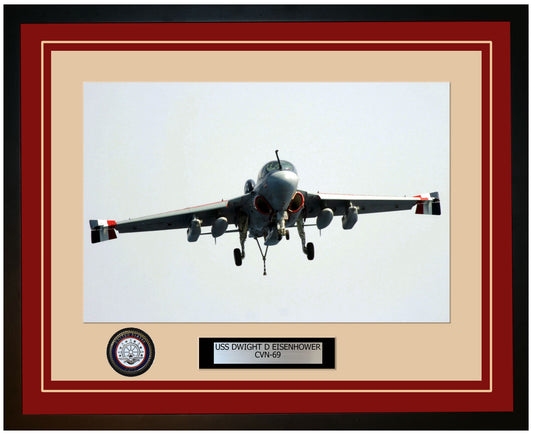 USS DWIGHT D EISENHOWER CVN-69 Framed Navy Ship Photo Burgundy