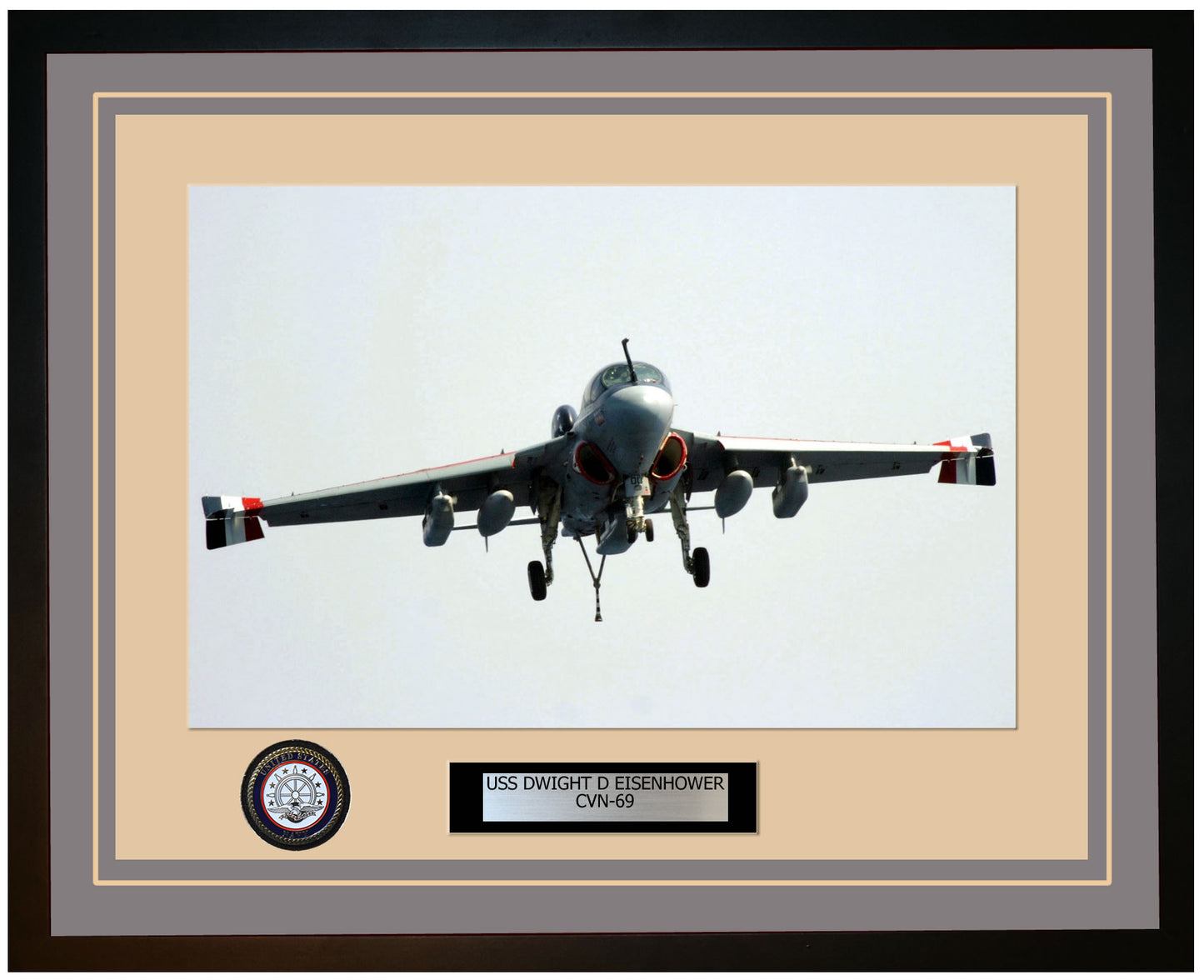 USS DWIGHT D EISENHOWER CVN-69 Framed Navy Ship Photo Grey