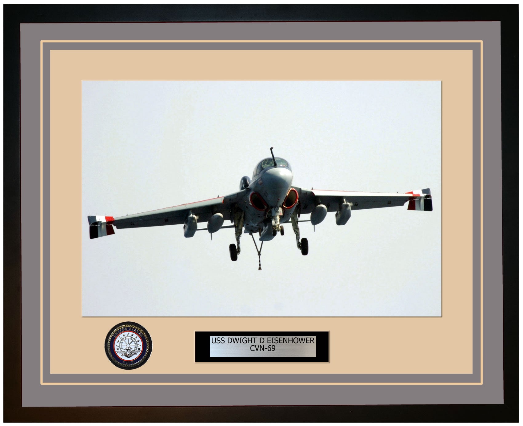 USS DWIGHT D EISENHOWER CVN-69 Framed Navy Ship Photo Grey