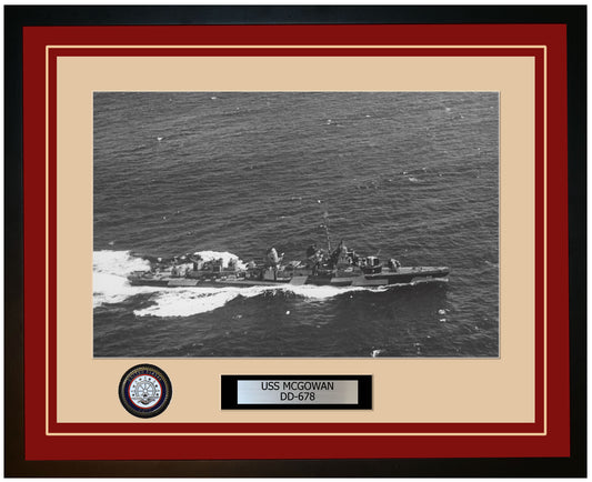 USS MCGOWAN DD-678 Framed Navy Ship Photo Burgundy