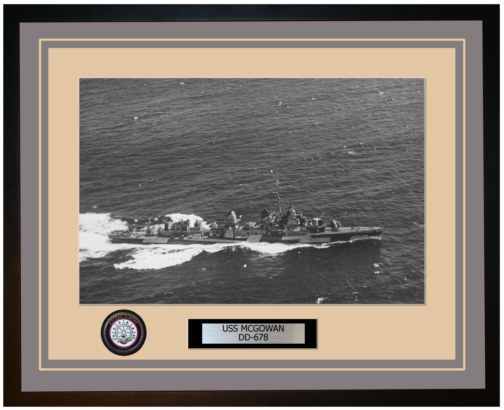 USS MCGOWAN DD-678 Framed Navy Ship Photo Grey