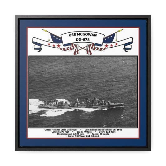 USS Mcgowan DD-678 Navy Floating Frame Photo Front View