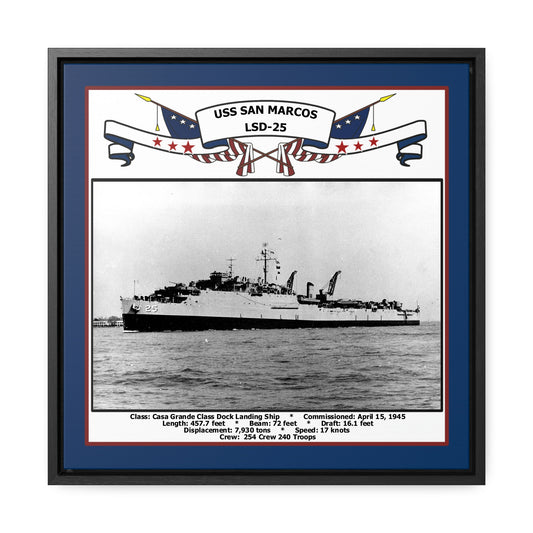 USS San Marcos LSD-25 Navy Floating Frame Photo Front View
