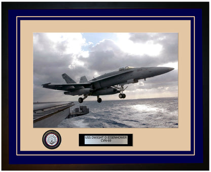 USS DWIGHT D EISENHOWER CVN-69 Framed Navy Ship Photo Blue