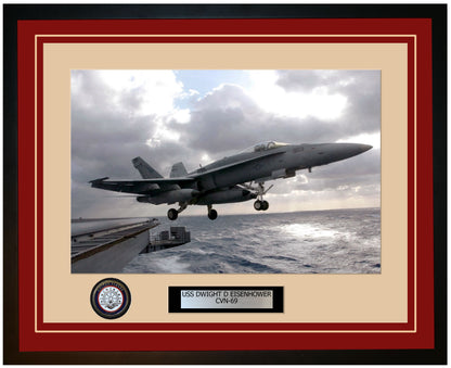 USS DWIGHT D EISENHOWER CVN-69 Framed Navy Ship Photo Burgundy