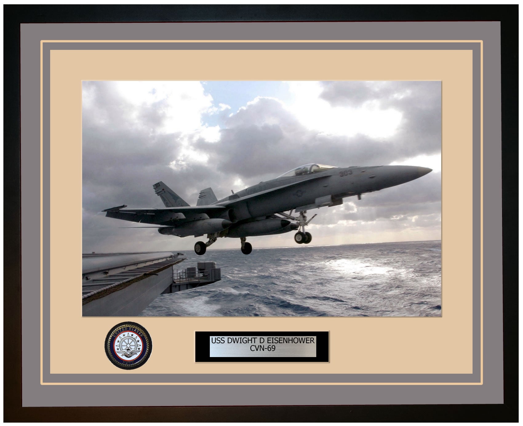 USS DWIGHT D EISENHOWER CVN-69 Framed Navy Ship Photo Grey