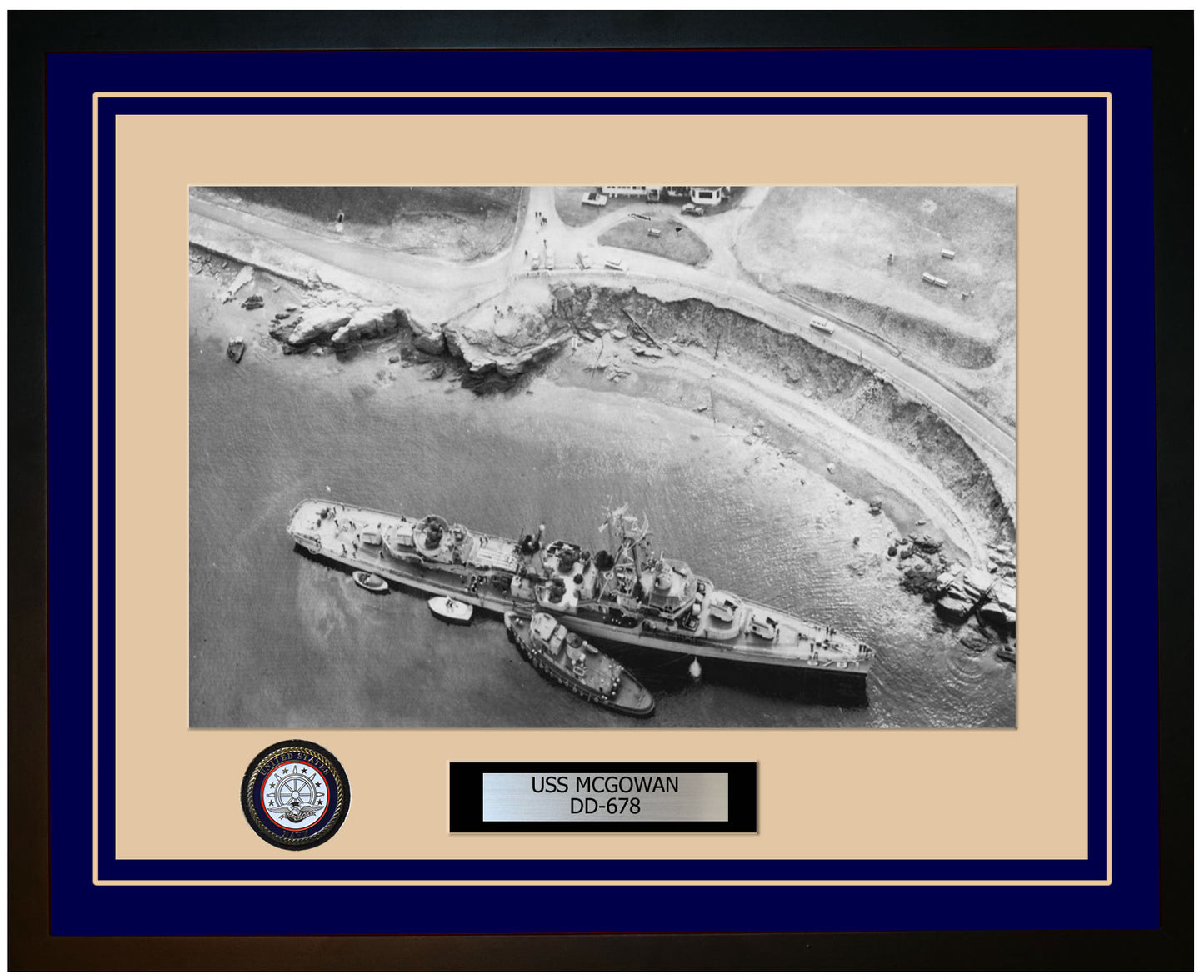 USS MCGOWAN DD-678 Framed Navy Ship Photo Blue