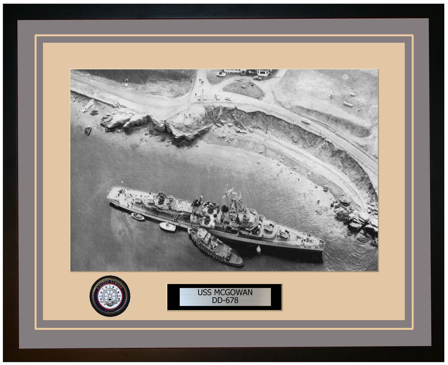 USS MCGOWAN DD-678 Framed Navy Ship Photo Grey