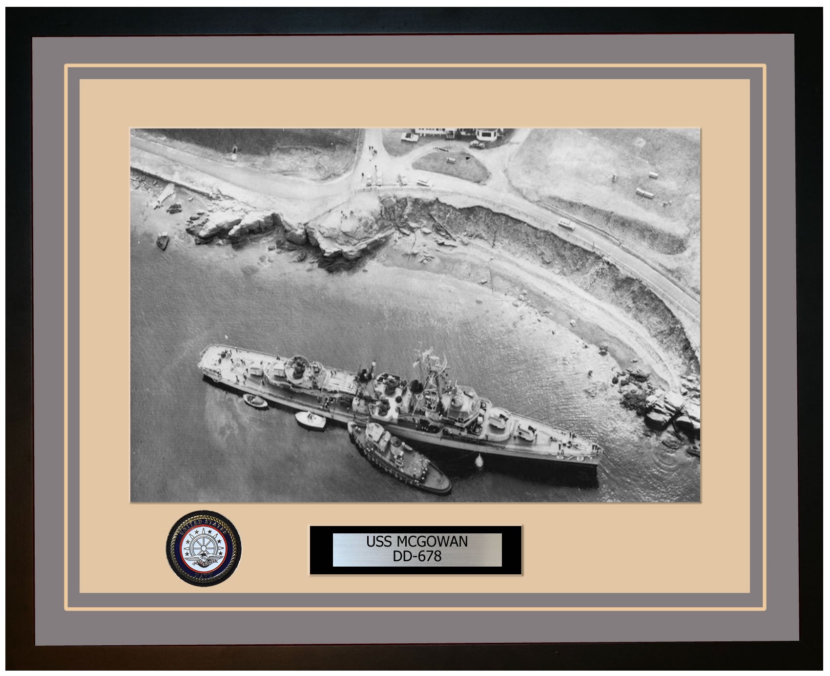 USS MCGOWAN DD-678 Framed Navy Ship Photo Grey