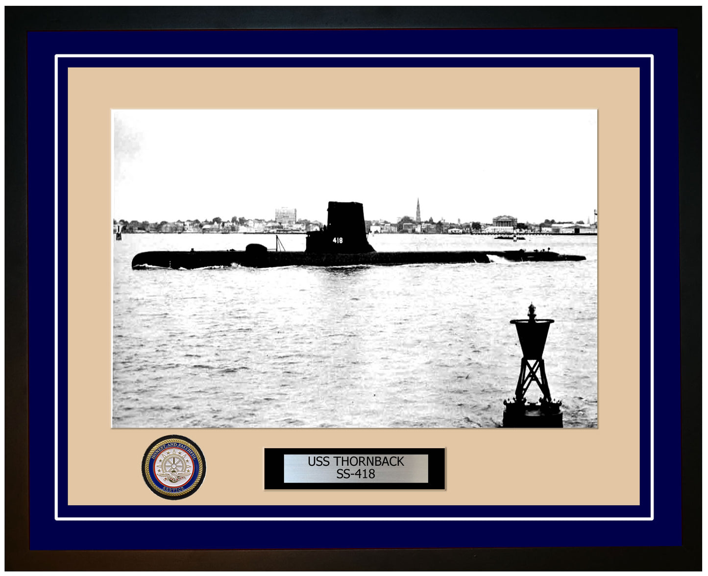 USS Thornback SS-418 Framed Navy Ship Photo Blue