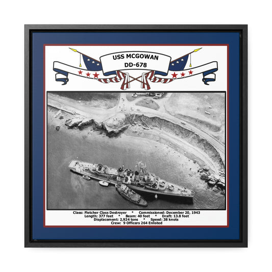 USS Mcgowan DD-678 Navy Floating Frame Photo Front View