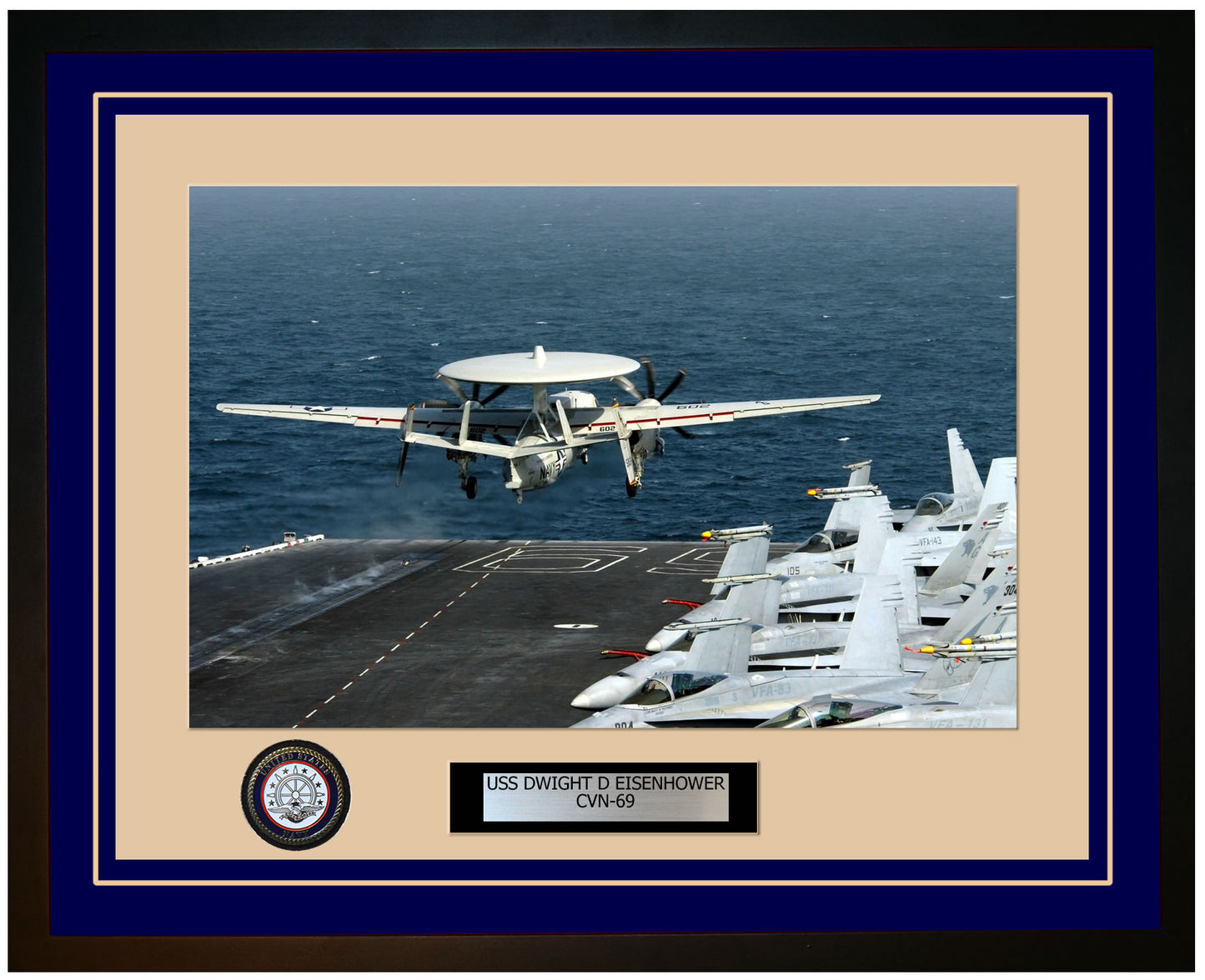 USS DWIGHT D EISENHOWER CVN-69 Framed Navy Ship Photo Blue