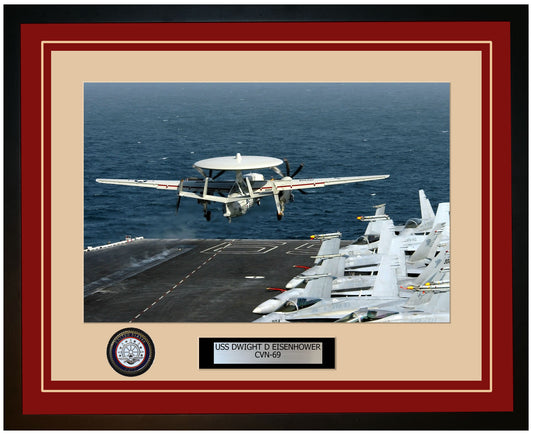 USS DWIGHT D EISENHOWER CVN-69 Framed Navy Ship Photo Burgundy