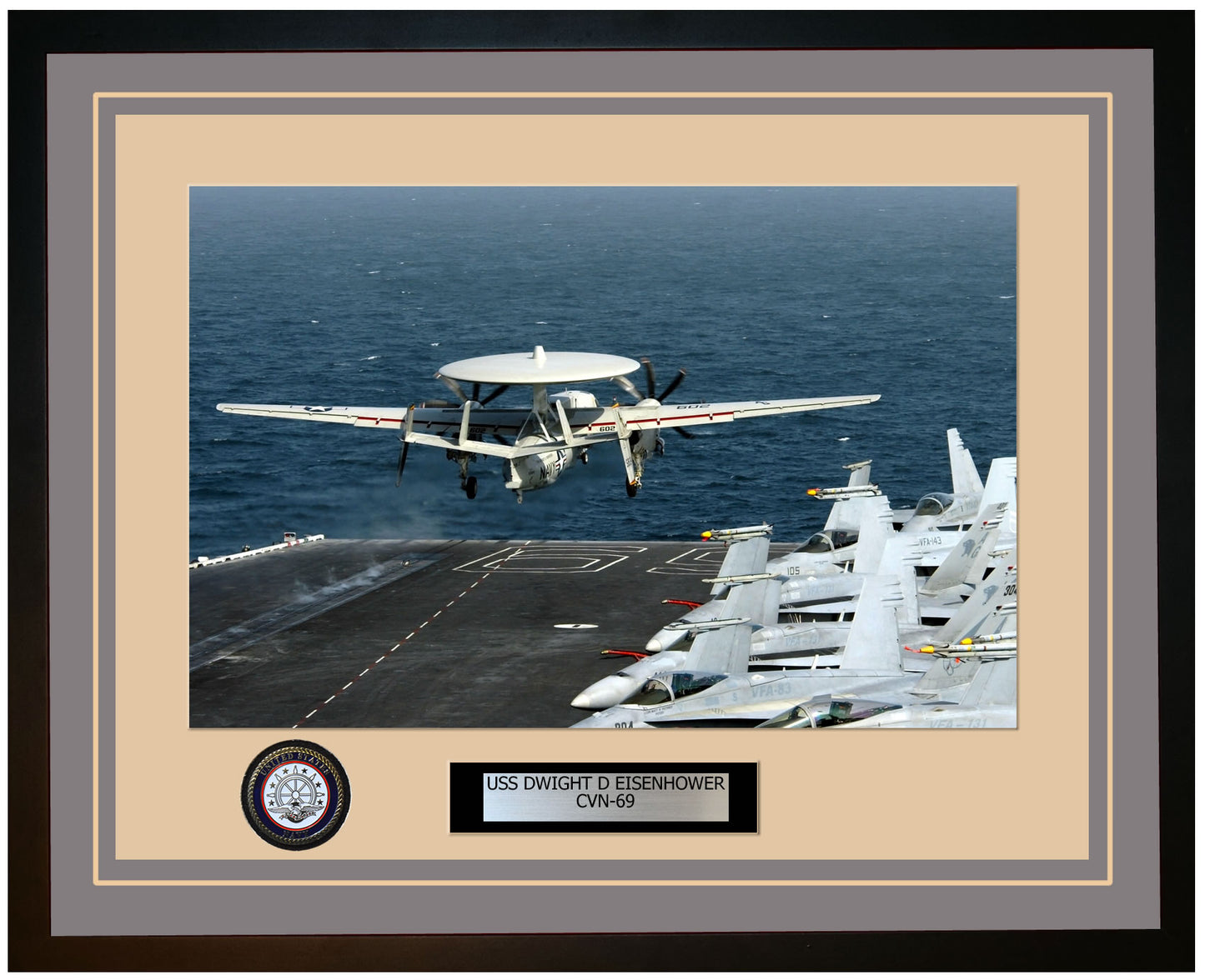 USS DWIGHT D EISENHOWER CVN-69 Framed Navy Ship Photo Grey