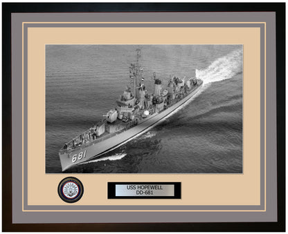 USS HOPEWELL DD-681 Framed Navy Ship Photo Grey