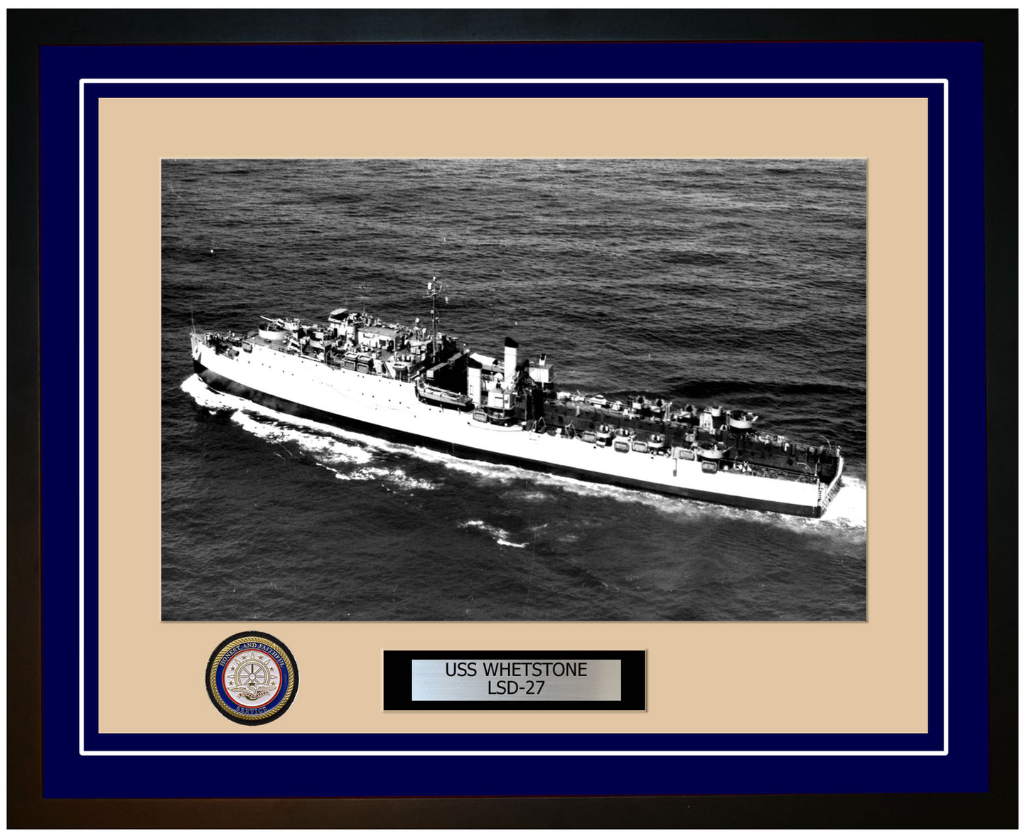 USS Whetstone LSD-27 Framed Navy Ship Photo Blue