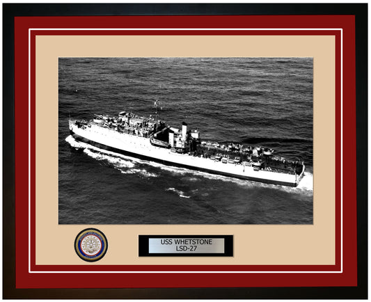 USS Whetstone LSD-27 Framed Navy Ship Photo Burgundy