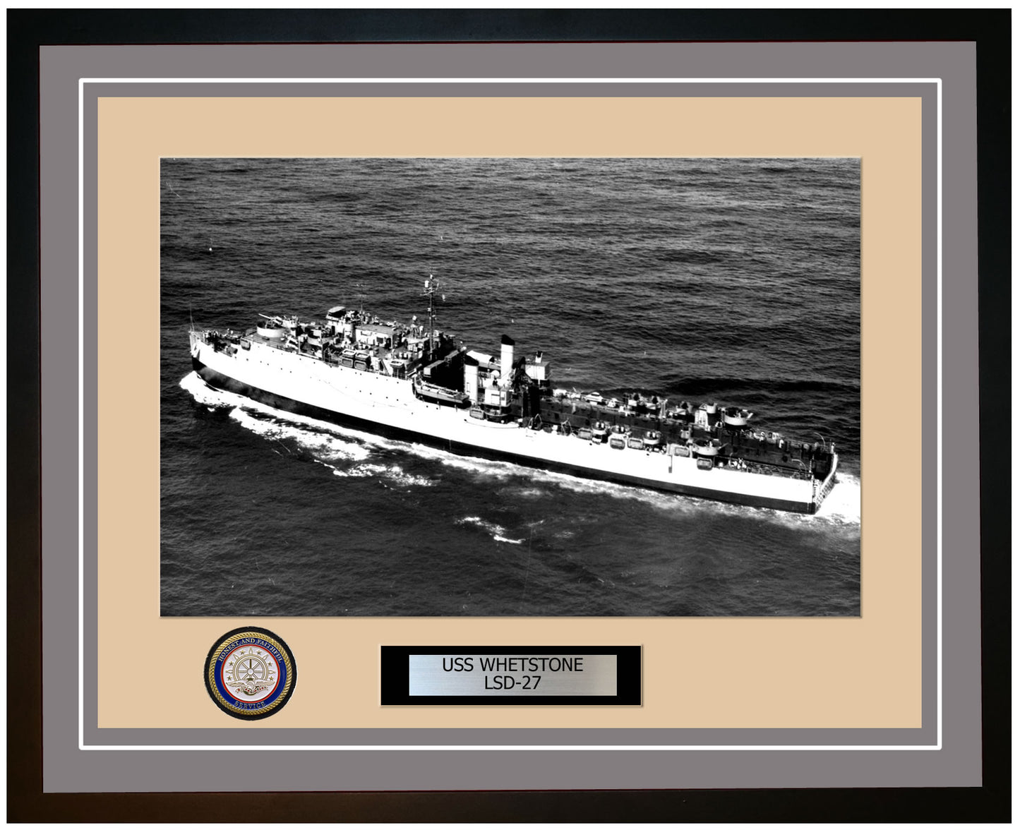 USS Whetstone LSD-27 Framed Navy Ship Photo Grey