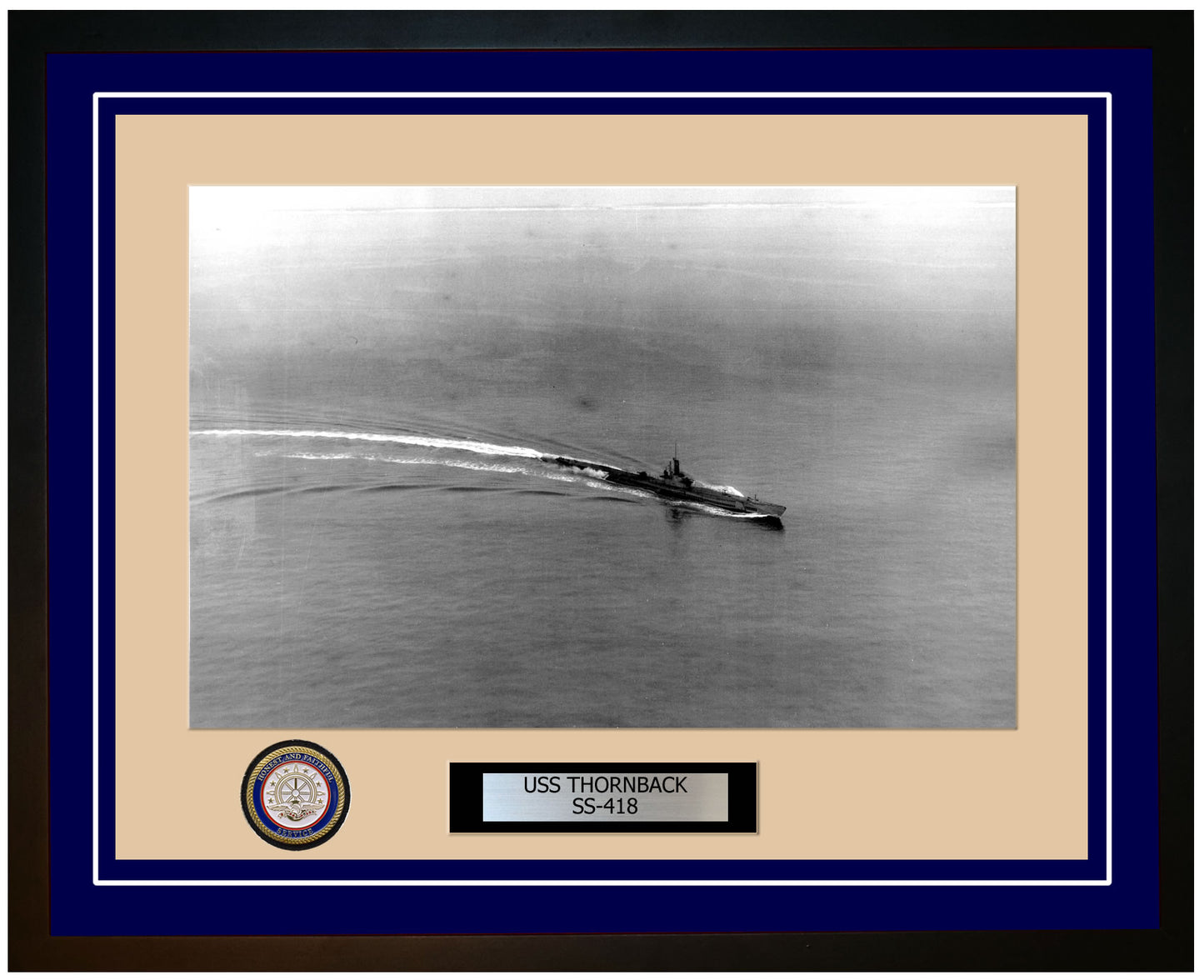 USS Thornback SS-418 Framed Navy Ship Photo Blue
