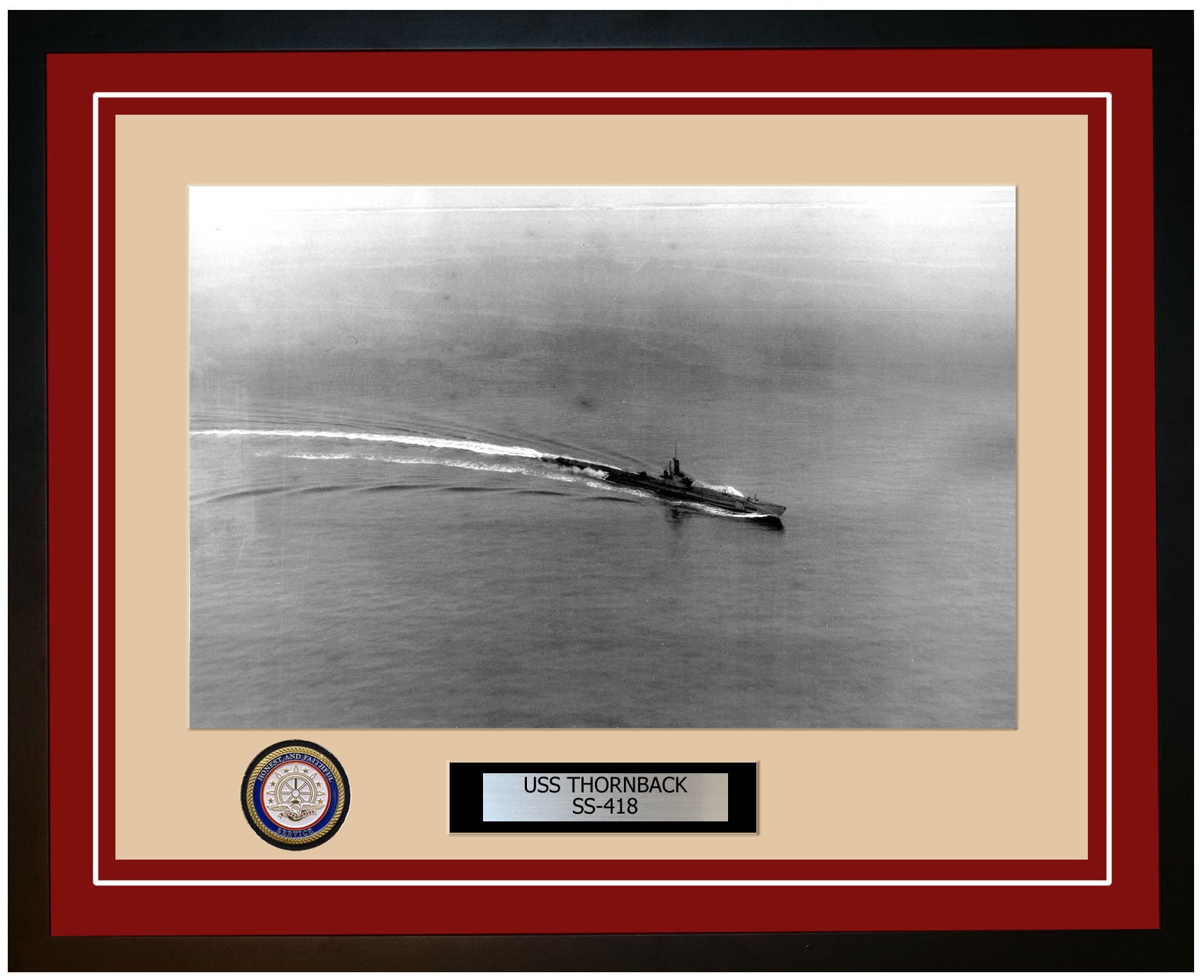 USS Thornback SS-418 Framed Navy Ship Photo Burgundy