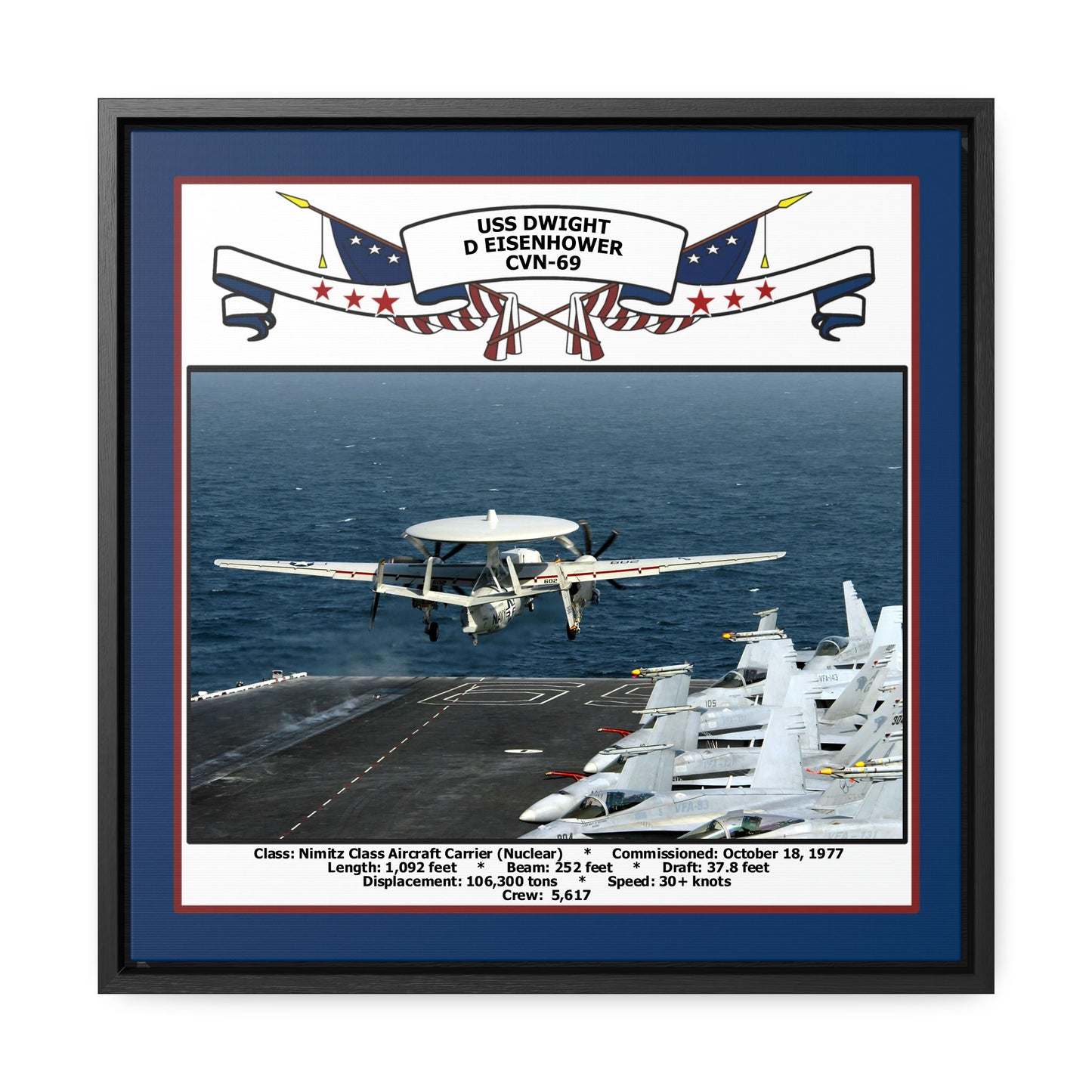 USS Dwight D Eisenhower CVN-69 Navy Floating Frame Photo Front View