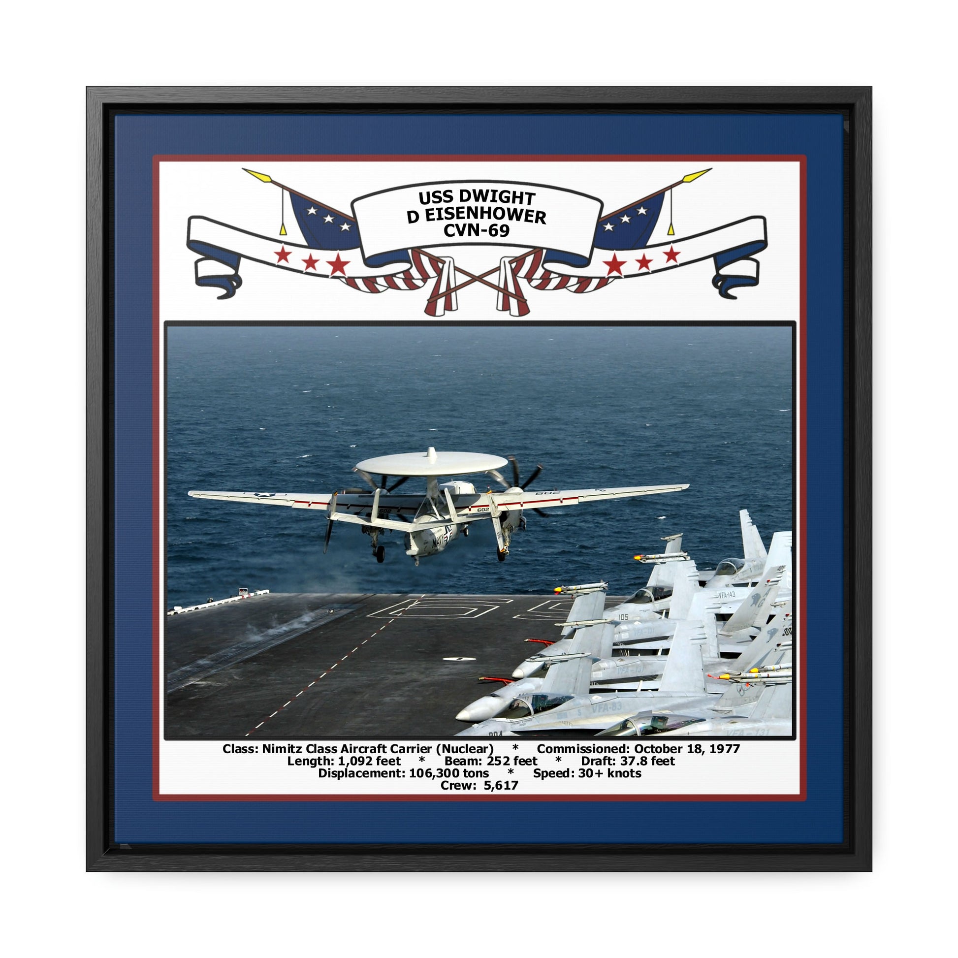 USS Dwight D Eisenhower CVN-69 Navy Floating Frame Photo Front View