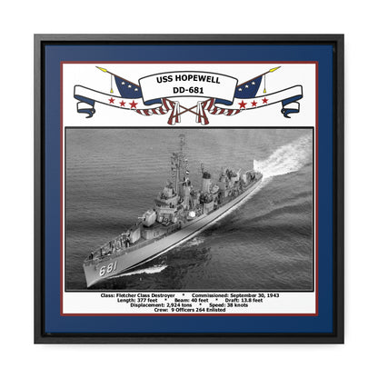 USS Hopewell DD-681 Navy Floating Frame Photo Front View