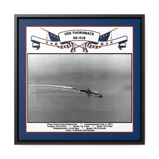 USS Thornback SS-418 Navy Floating Frame Photo Front View