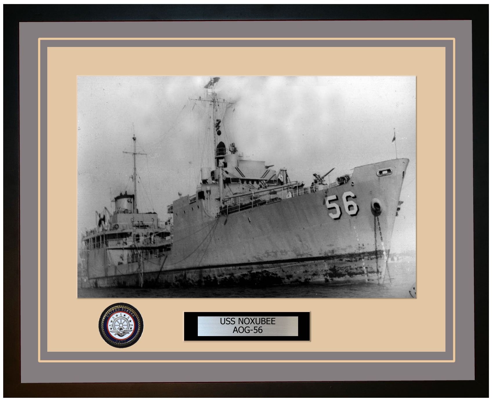 USS NOXUBEE AOG-56 Framed Navy Ship Photo Grey