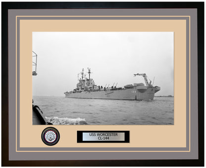 USS WORCESTER CL-144 Framed Navy Ship Photo Grey