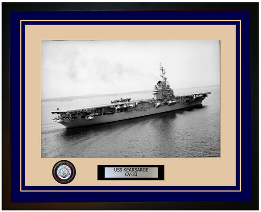 USS KEARSARGE CV-33 Framed Navy Ship Photo Blue
