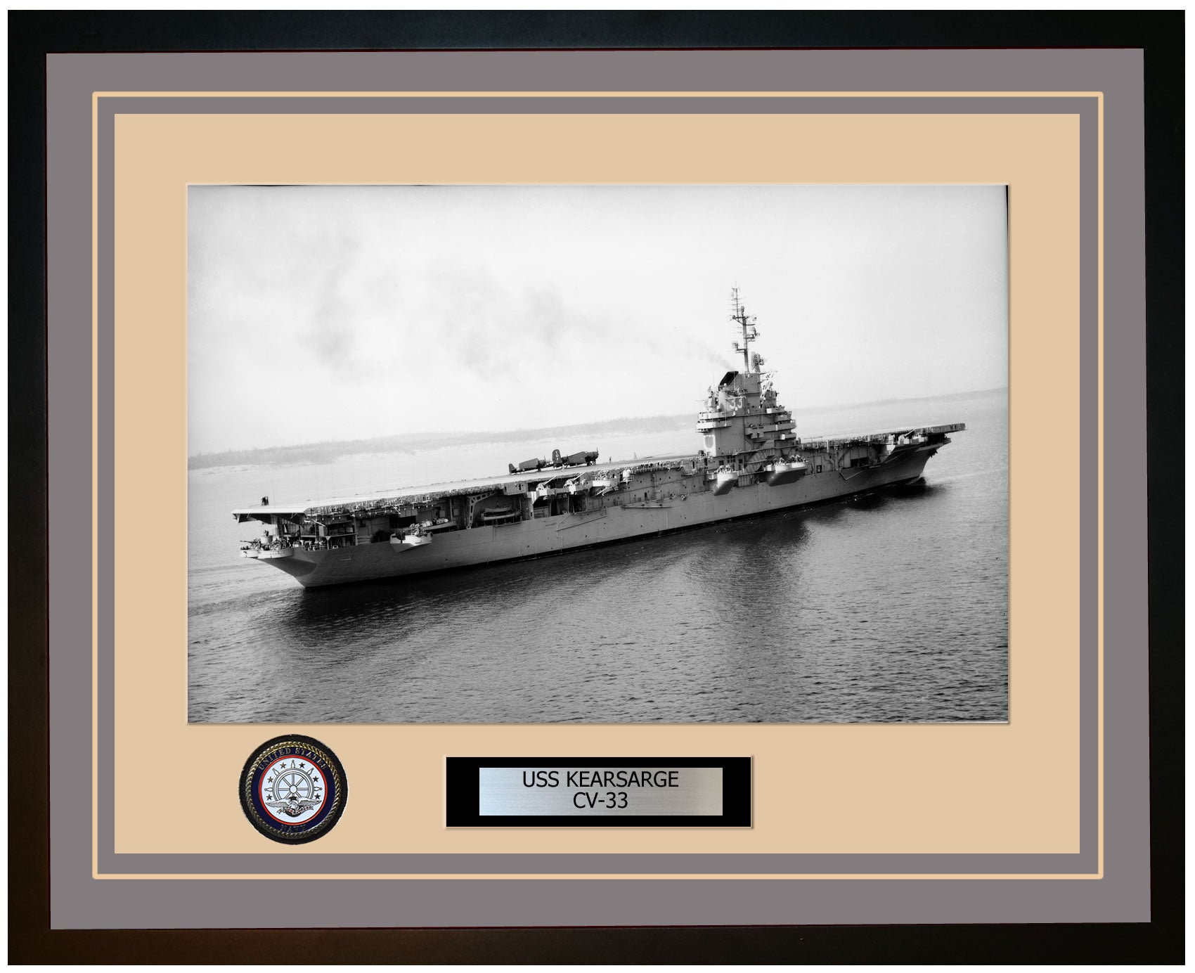 USS KEARSARGE CV-33 Framed Navy Ship Photo Grey