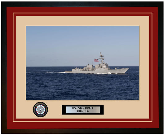 USS STOCKDALE DDG-106 Framed Navy Ship Photo Burgundy