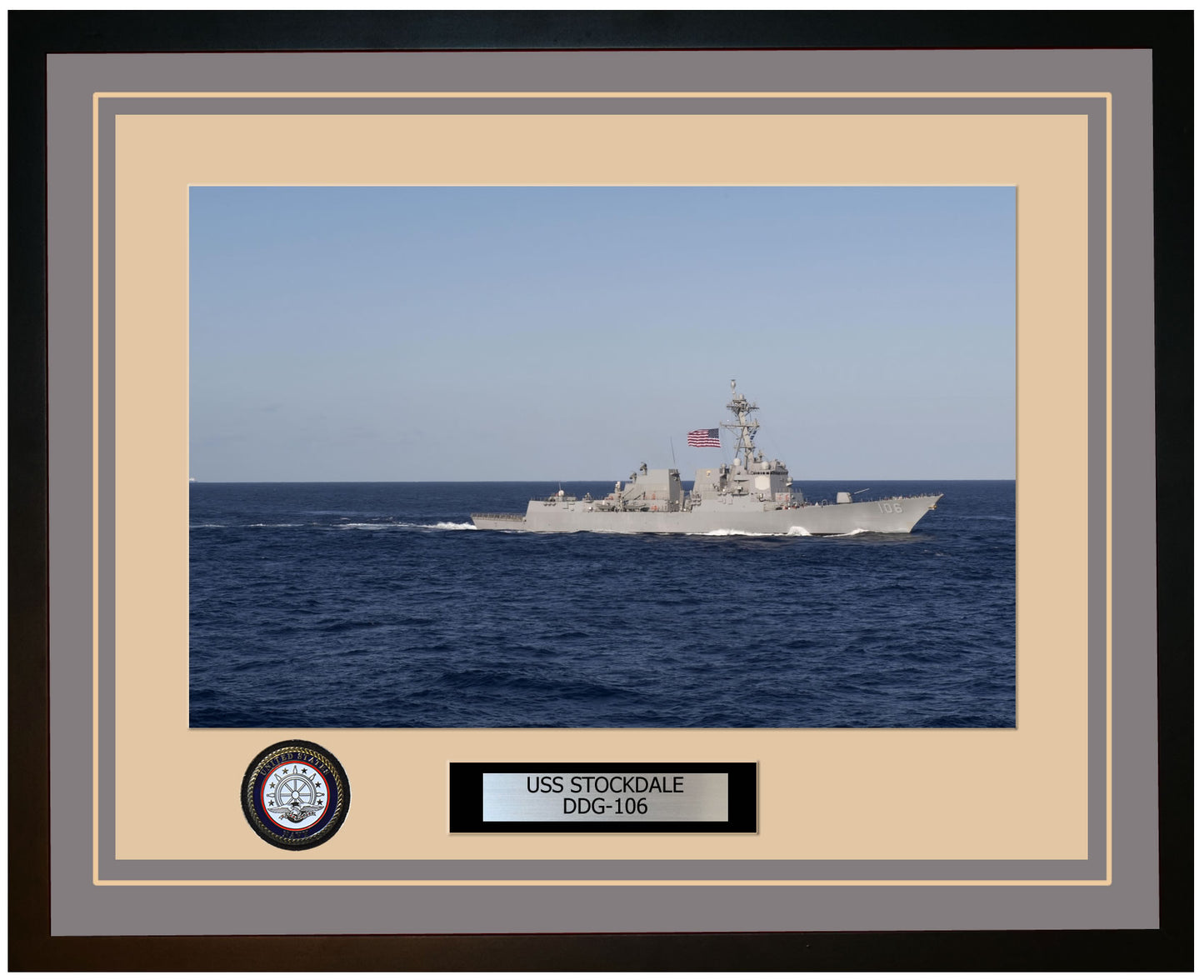 USS STOCKDALE DDG-106 Framed Navy Ship Photo Grey