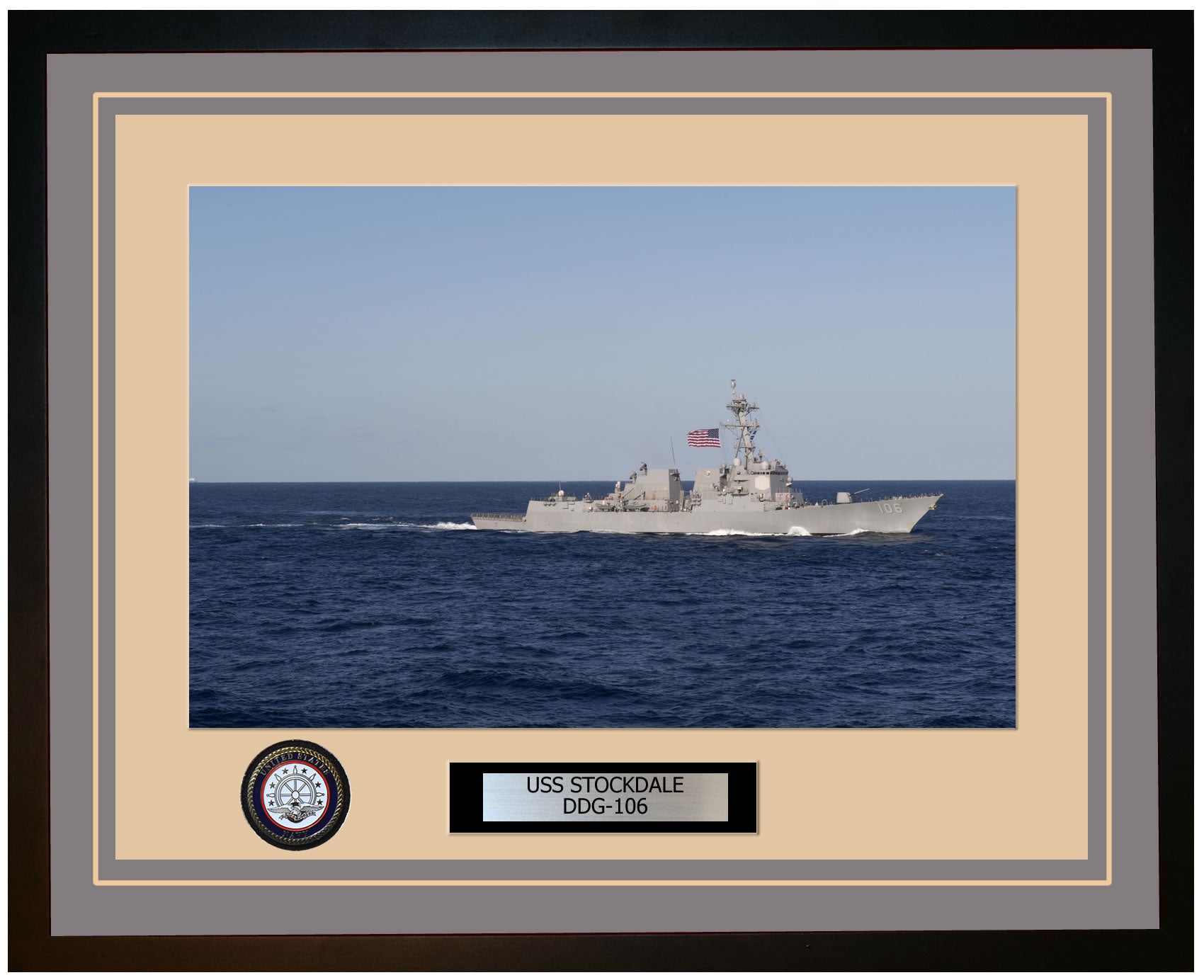 USS STOCKDALE DDG-106 Framed Navy Ship Photo Grey