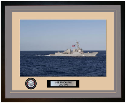 USS STOCKDALE DDG-106 Framed Navy Ship Photo Grey