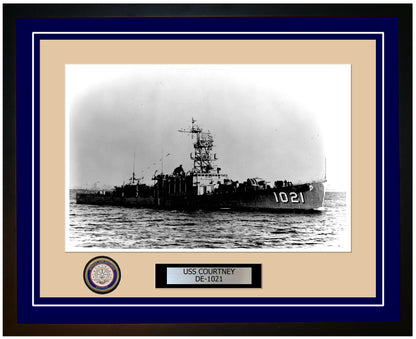 USS Courtney DE-1021 Framed Navy Ship Photo Blue