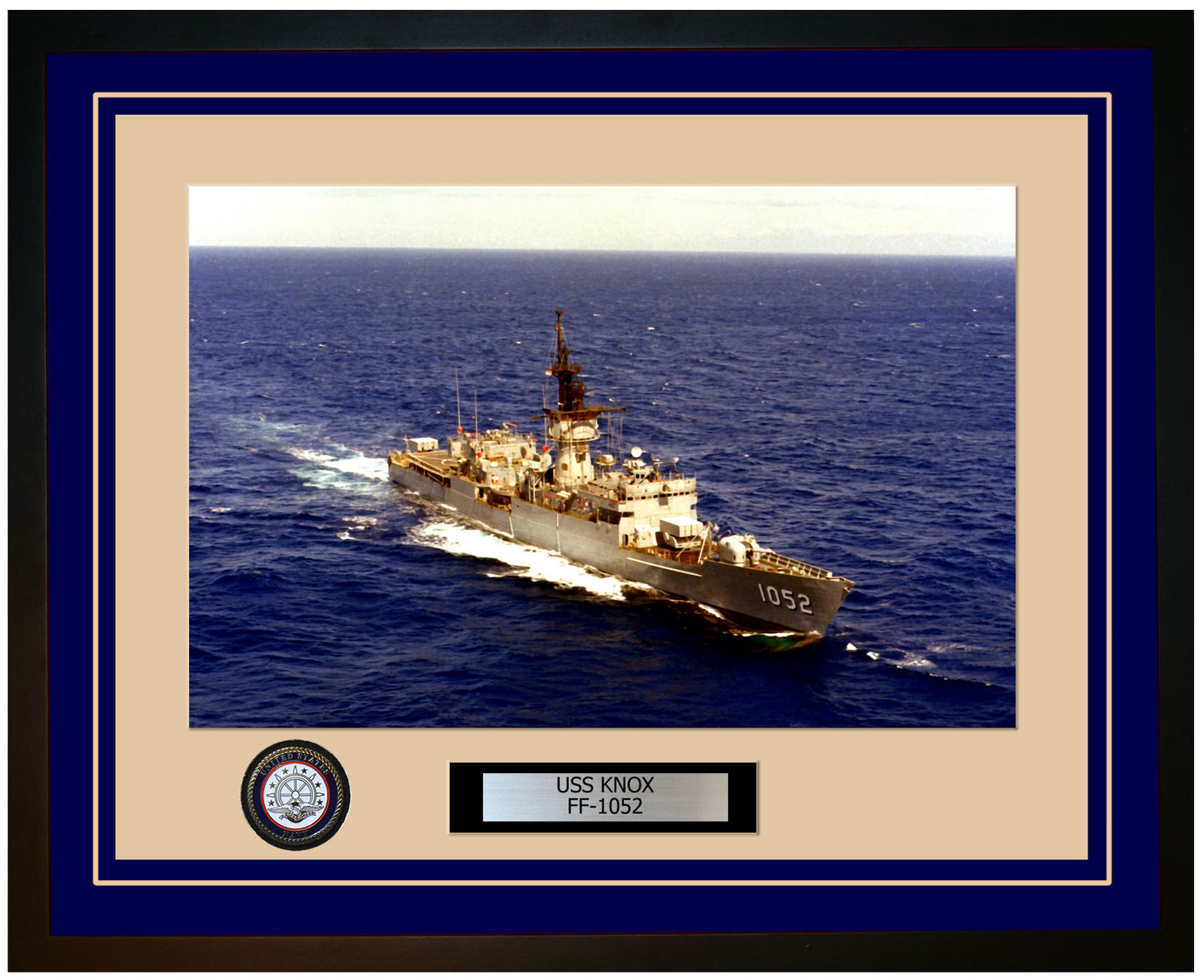 USS KNOX FF-1052 Framed Navy Ship Photo Blue