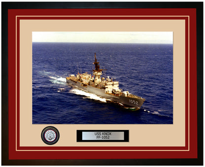 USS KNOX FF-1052 Framed Navy Ship Photo Burgundy