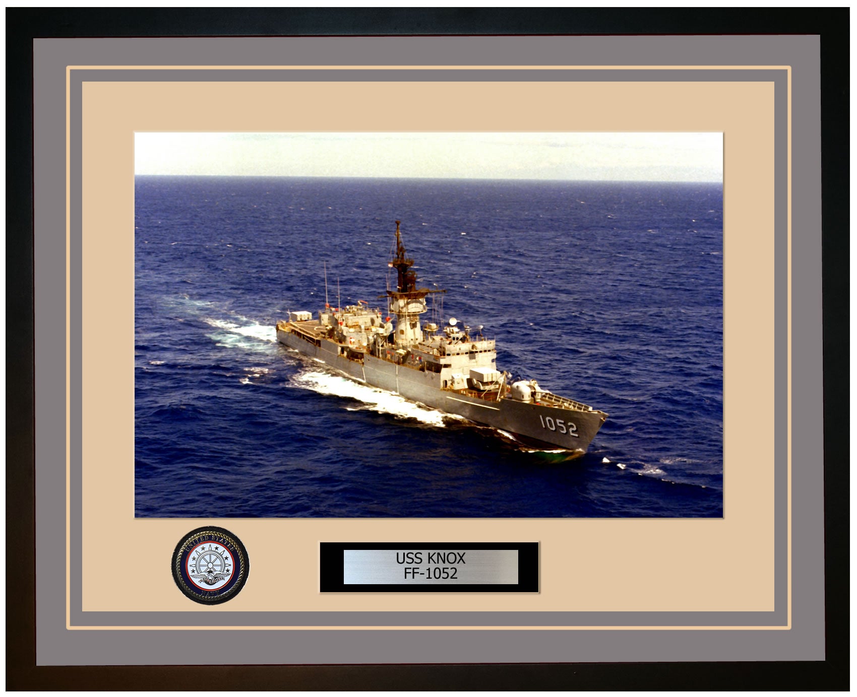 USS KNOX FF-1052 Framed Navy Ship Photo Grey