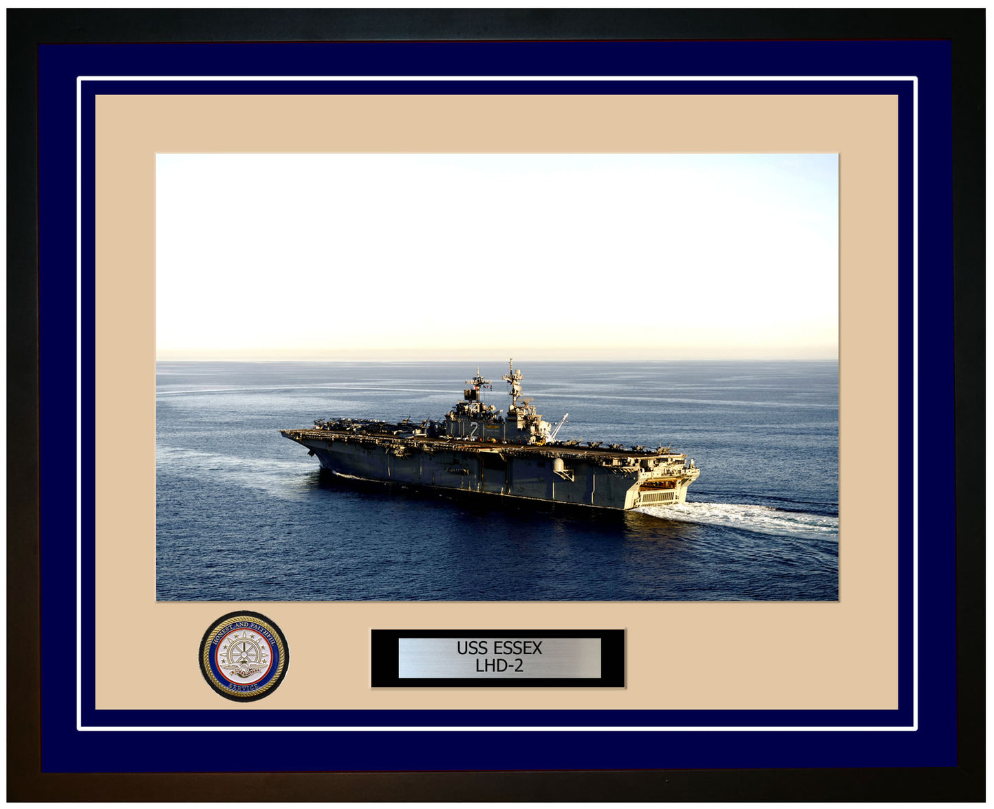 USS Essex LHD-2 Framed Navy Ship Photo Blue