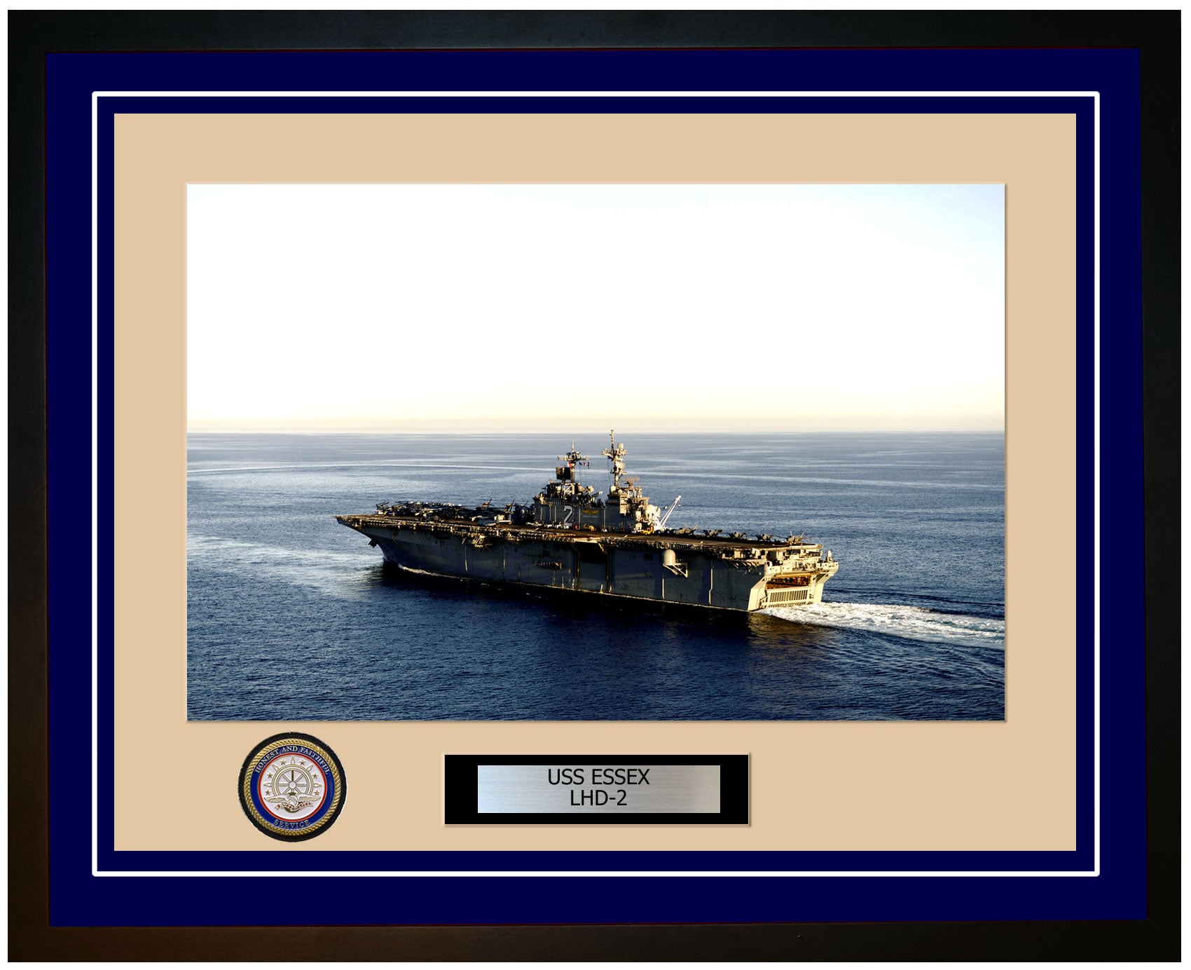 USS Essex LHD-2 Framed Navy Ship Photo Blue