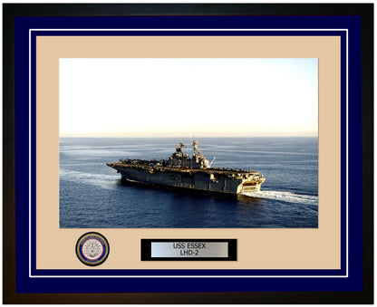 USS Essex LHD-2 Framed Navy Ship Photo Blue