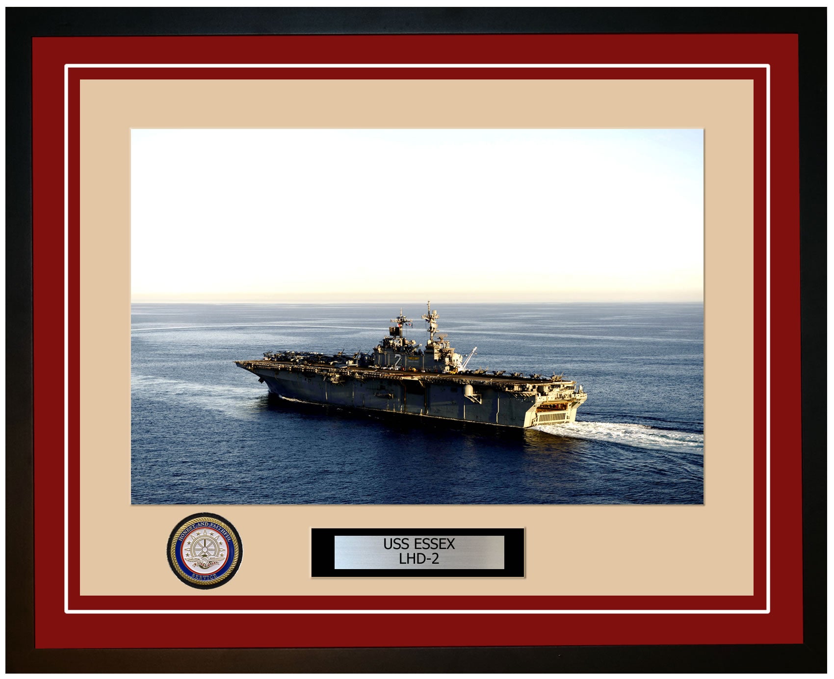 USS Essex LHD-2 Framed Navy Ship Photo Burgundy