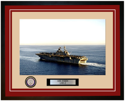USS Essex LHD-2 Framed Navy Ship Photo Burgundy
